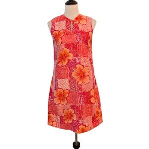 Waltah Clarke Womens Vtg Sz S? Pink Hibiscus Sleeveless Pockets Sundress Flaws